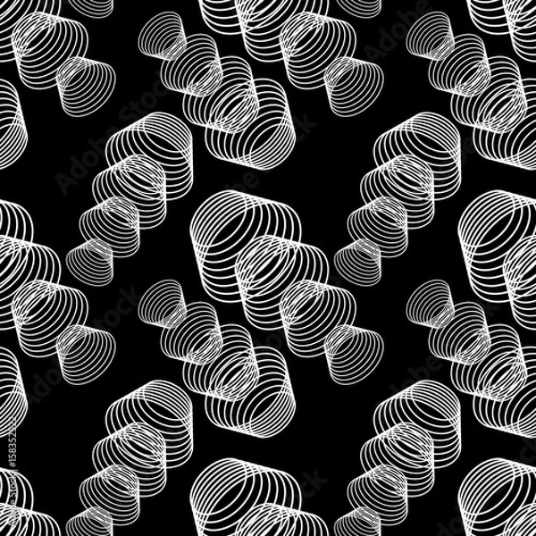 Fototapeta Black and white abstract seamless pattern. Vector clip art.