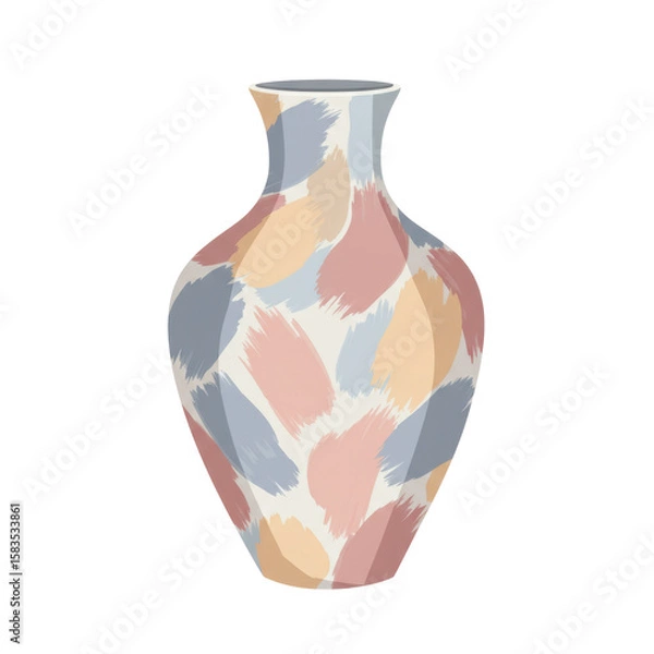 Obraz Colorful abstract vase with brushstroke patterns, set against a minimalist background