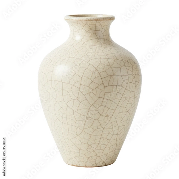 Obraz Elegant cracked ceramic vase on a neutral background, showcasing intricate texture