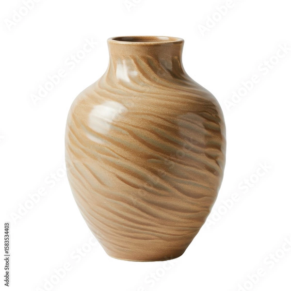 Obraz Elegant ceramic vase with swirling patterns, displayed on a neutral background, showcasing craftsmanship