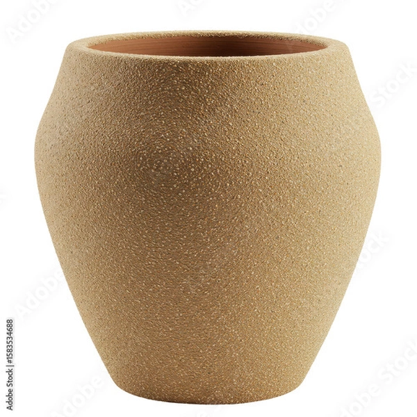 Obraz A textured, earthy-toned vase stands alone against a plain background, showcasing its unique design