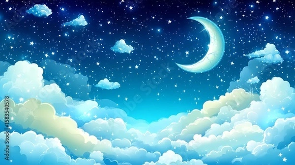 Obraz Night sky with clouds and moon