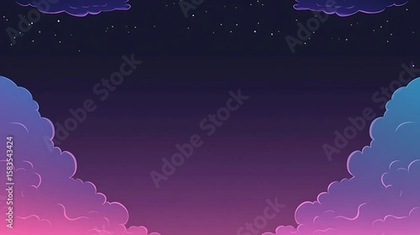 Obraz Night sky with stylized clouds