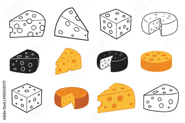 Fototapeta “Cheese Vector Icons Collection Set