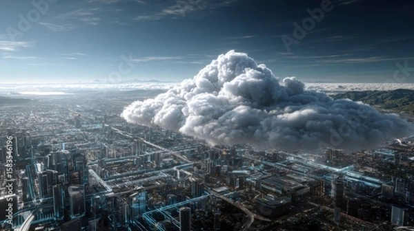 Obraz Fundamental concepts of cloud computing and deployment models (public, private, hybrid)