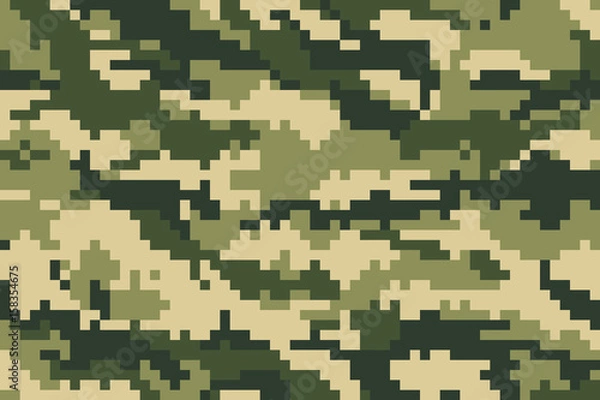 Obraz Пиксель летний маскировочный камуфляжный фон. Векторные иллюстрации для вашего дизайна.