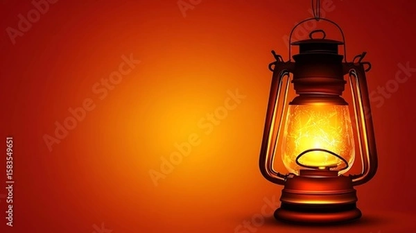 Obraz Old-fashioned lantern, warm glow