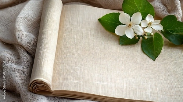Obraz Open vintage book with delicate flowers
