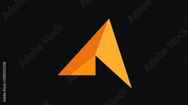 Obraz Orange geometric arrow on black background