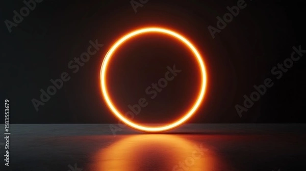 Obraz Orange oval glow on dark floor