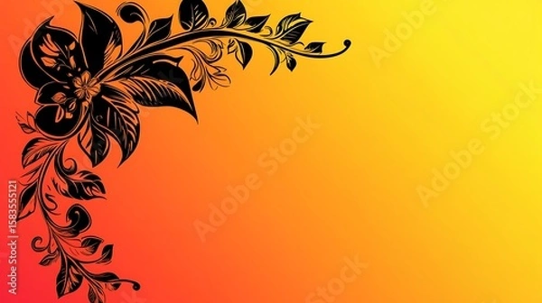 Obraz Ornamental floral corner design on a gradient background