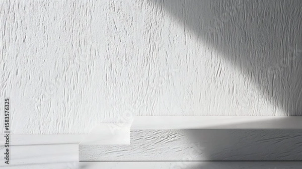 Obraz White textured podium stage with light