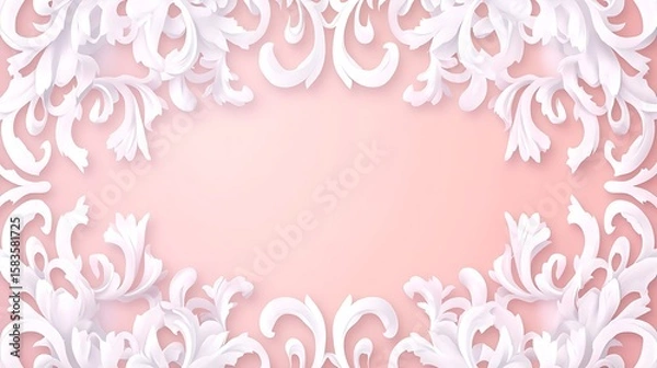Fototapeta Elegant floral frame on a soft pink background (1)