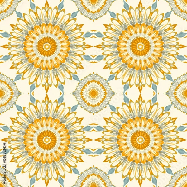 Fototapeta Perfect Seamless Sunburst Mandala Pattern
