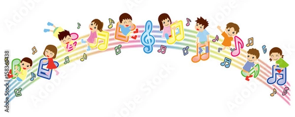 Obraz 五線譜とアジアキッズ(アーチバージョン)