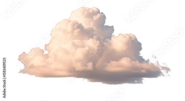 Obraz Isolated Fluffy Cumulus Cloud; Soft, Pastel Pink Hues; Dreamy, Serene Atmosphere; Perfect for Design Elements.