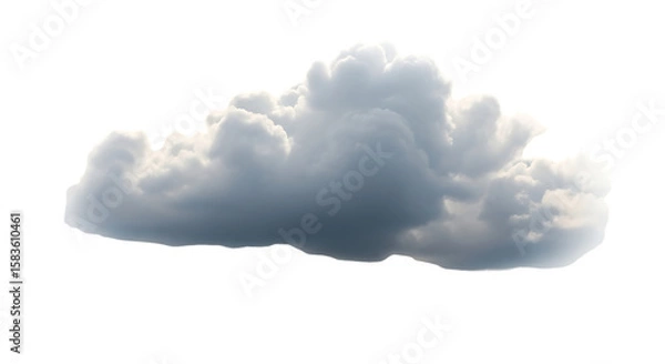 Obraz Isolated Cumulus Cloud; Dramatic, Textured, White and Gray,  Perfect for Compositing.