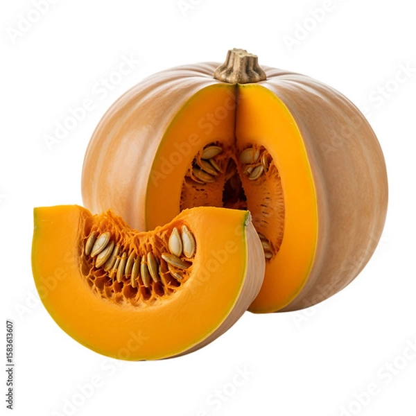 Obraz Butternut Squash Halves: Vibrant Autumn Harvest, Studio Shot, Isolated on Black Background