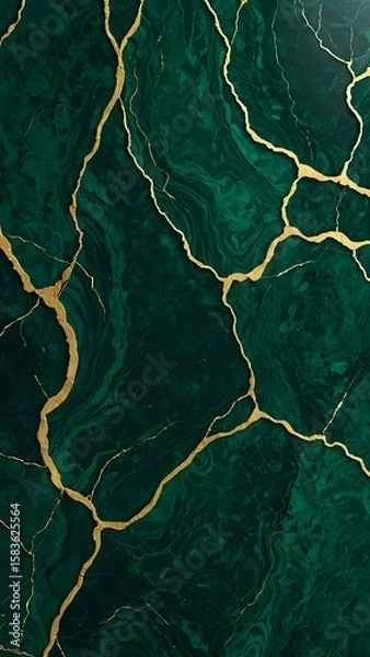 Fototapeta Emerald Green Abstract Art with Gold Veins Modern Textured Background for Elegant Designs and Creative Projects
