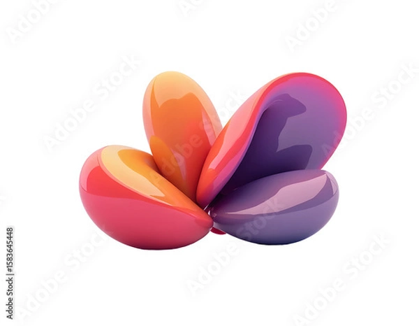 Fototapeta Abstract Colorful 3D Geometric Shapes Illustration isolated on white background
