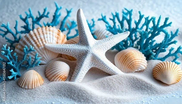 Obraz starfish and shells