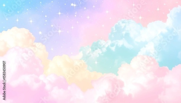 Obraz Pastel clouds with stars