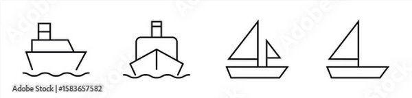 Obraz Boat and Ship Icon Collection – Minimalist Line Style