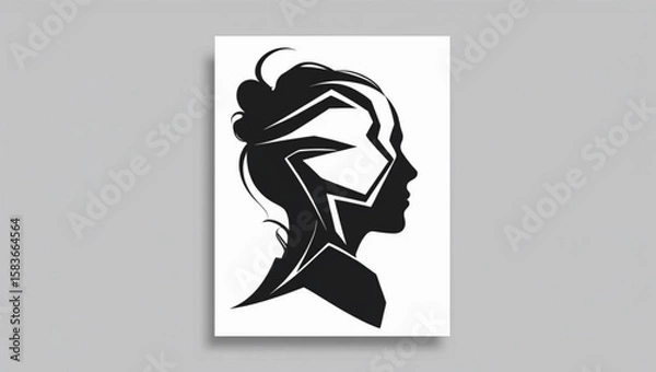 Fototapeta Abstract Female Silhouette with Geometric Elements