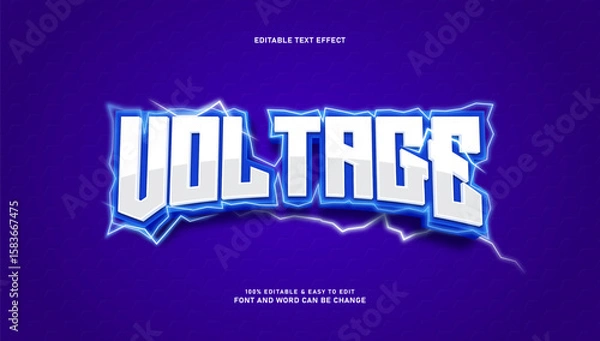 Obraz Volt text effect with editable electric voltage font style