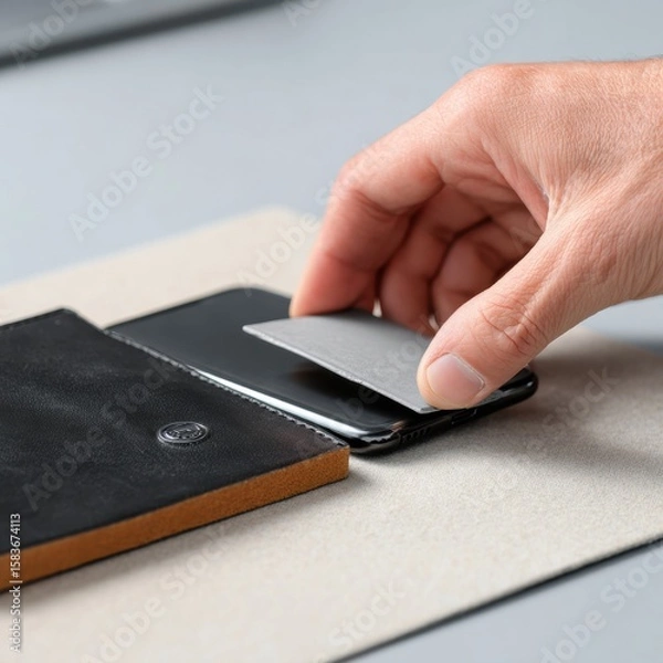 Fototapeta Person removing smartphone from pocket