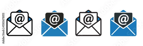 Fototapeta email icon set for app and web

