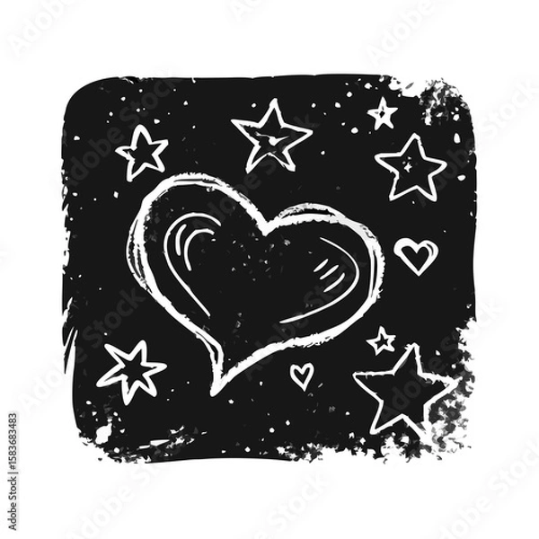 Fototapeta Hand drawn line chalk brush stroke arrow icon set. Chalk crayon underline, check mark, scribble and texture in rough hand sketch style. Drawn heart, frame, star design shapes. Vector illustration
