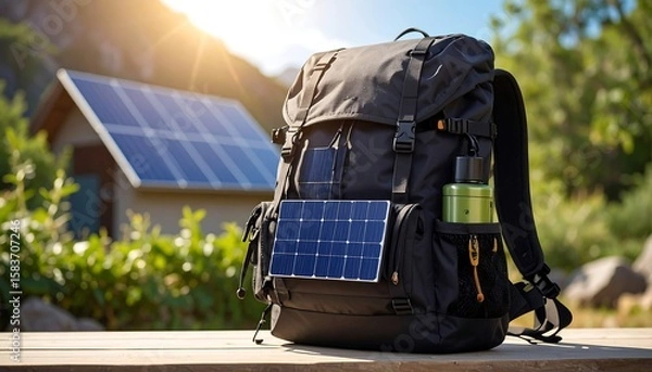 Obraz Solar-powered backpack outdoors