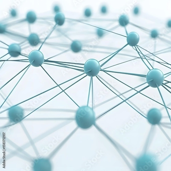 Fototapeta Abstract Network with Spheres and Lines Representing Connection and Technology