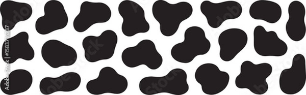 Obraz Abstract black cow spots pattern isolated on a white background for design elements