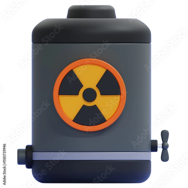 Fototapeta PNG 3D Nuclear Energy Reactor with Radioactive Symbol Icon Isolated on a White Background