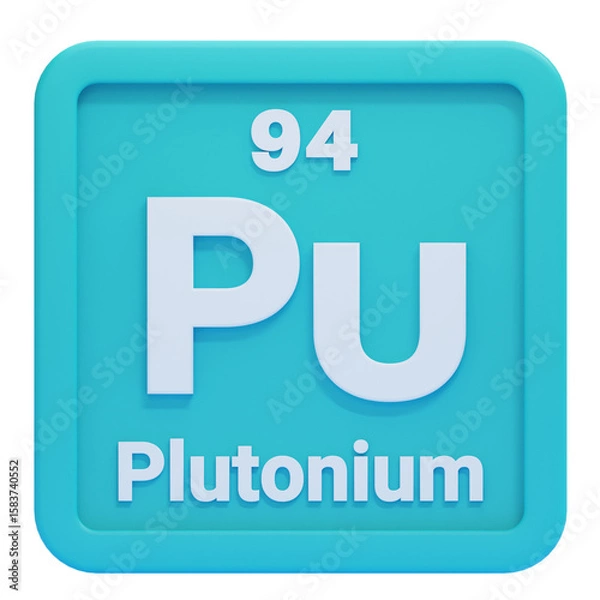 Fototapeta PNG 3D Element Tile for Plutonium Icon Isolated on a White Background
