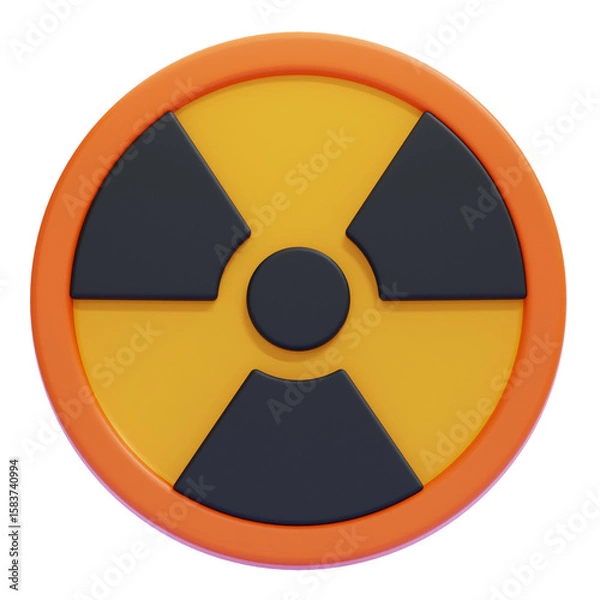 Fototapeta PNG 3D Radiation Warning Sign Icon Isolated on a White Background
