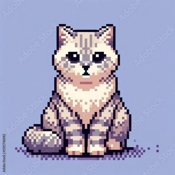 Obraz Pixel Art Black Cat in 16-Bit Style
