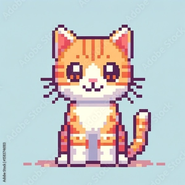 Obraz Pixel Art Black Cat in 16-Bit Style