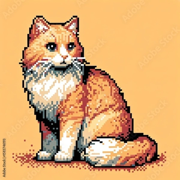 Obraz Pixel Art Black Cat in 16-Bit Style