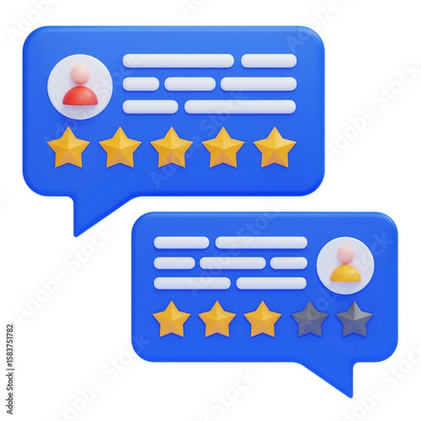Fototapeta PNG 3D Customer Reviews with Star Ratings Icon Isolated on a White Background