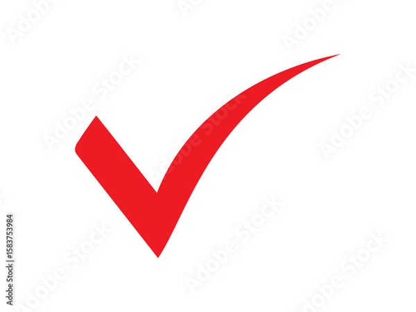 Fototapeta Red check mark graphic against a white background