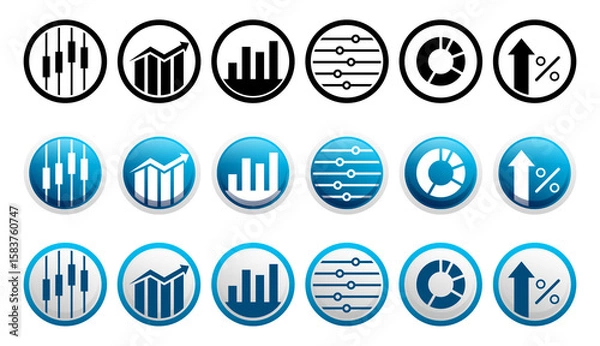 Fototapeta Circle shape Business Graph icon set stock illustration