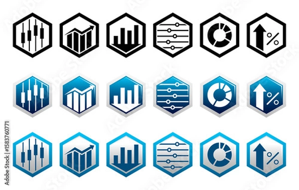 Fototapeta Hexagon shape Business Graph icon set stock illustration