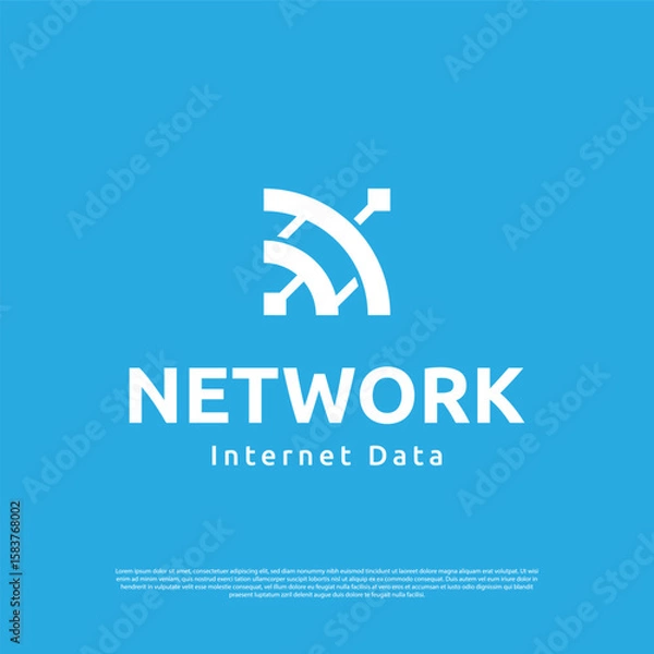 Obraz Geometric letter N arrow technology logo vector design template