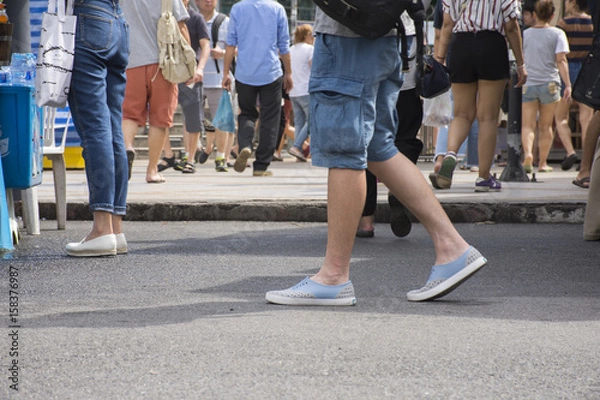 Fototapeta Many Buyers in a Shopping Street at Chatuchak Market of Thailand