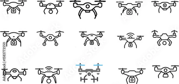 Fototapeta Collection Of Drone  Icons Editable Stroke