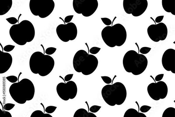 Fototapeta Vector art of seamless pattern with apple silhouette  