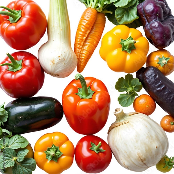 Obraz Isolated object for designers, transparent PNG; fresh garden produce, vibrant vegetables, natural nutrient source, wholesome dietary staples, robust healthy eating, crucial essential nutrients.